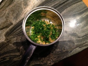Cilantro and Ginger in the Pan