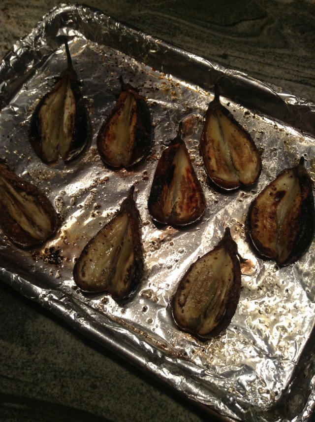 Roasted eggplant ready for stuffing
