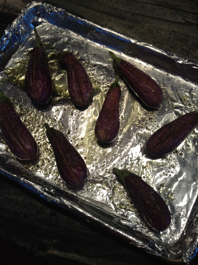 On the sheet in oil, salt and pepper